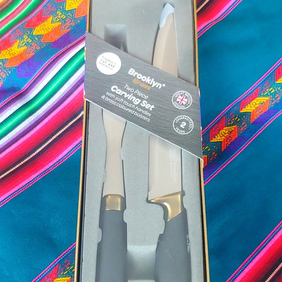 Two Piece Carving Set by Brooklyn Brass, 6.5" Carving Fork, 8" Carving Knife - Picture 3 of 13